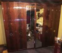 Piękna wyjątkowa wielka włoska szafa 6 drzwi, kryształowe lustra
