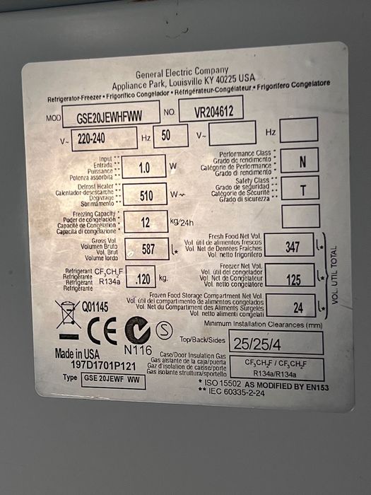 Refrigerador Side-by-Side General Electric (GE) - Modelo GSE20JEWHFWW