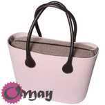 Brązowy organizer do OBAG MINI plecionka beżowa 2 kieszenie wkład OMAY