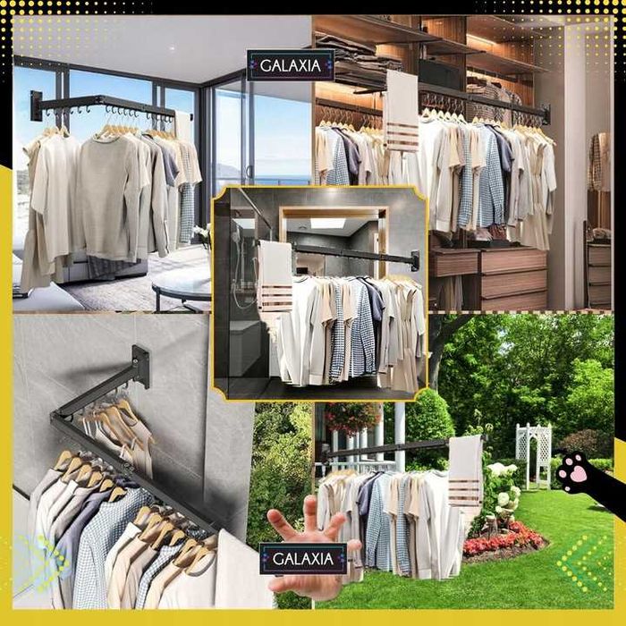 SUSZARKA NA PRANIE Wieszak Ubrania Składany Do Prania Ścianę Rozsuwana