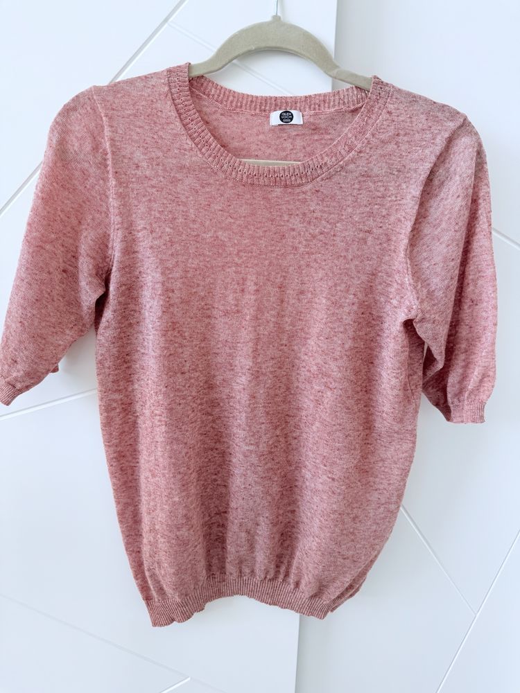 Sweter krotki rekaw letnia damski sweter lniany S M