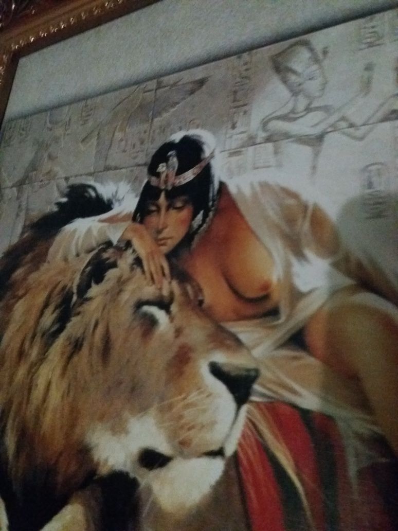 Картина "Клеопатра и лев" в красивой рамке