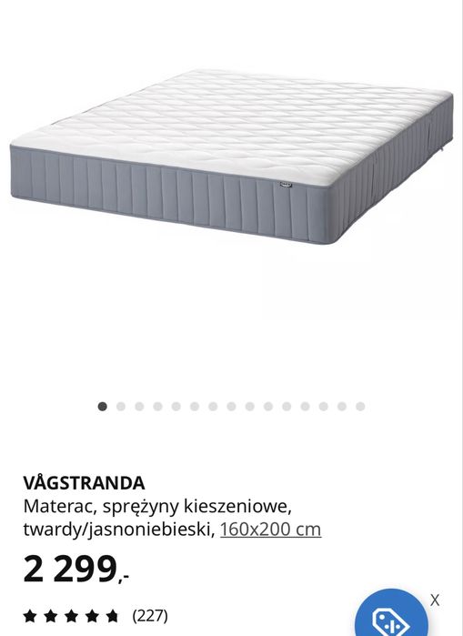 Materac,sprężyny kieszeniowe,srednio twardy