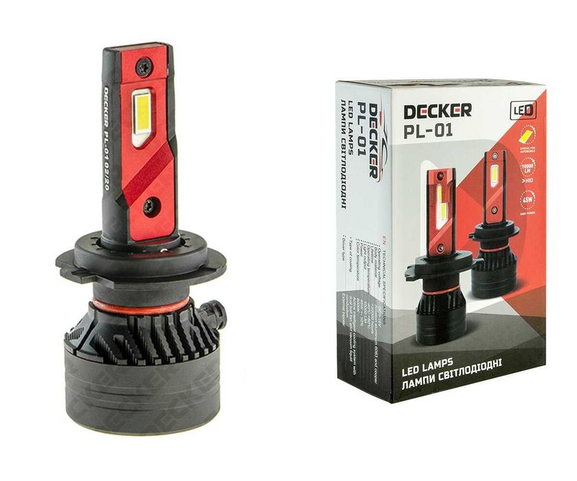 Светодиодные лед автолампы DECKER LED H7 H11 HB3 HB4 5000k 10000lm
