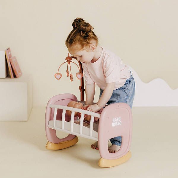 Колиска для ляльки Smoby Бебі Ньорс Терракотова пудра з мобілем 220390