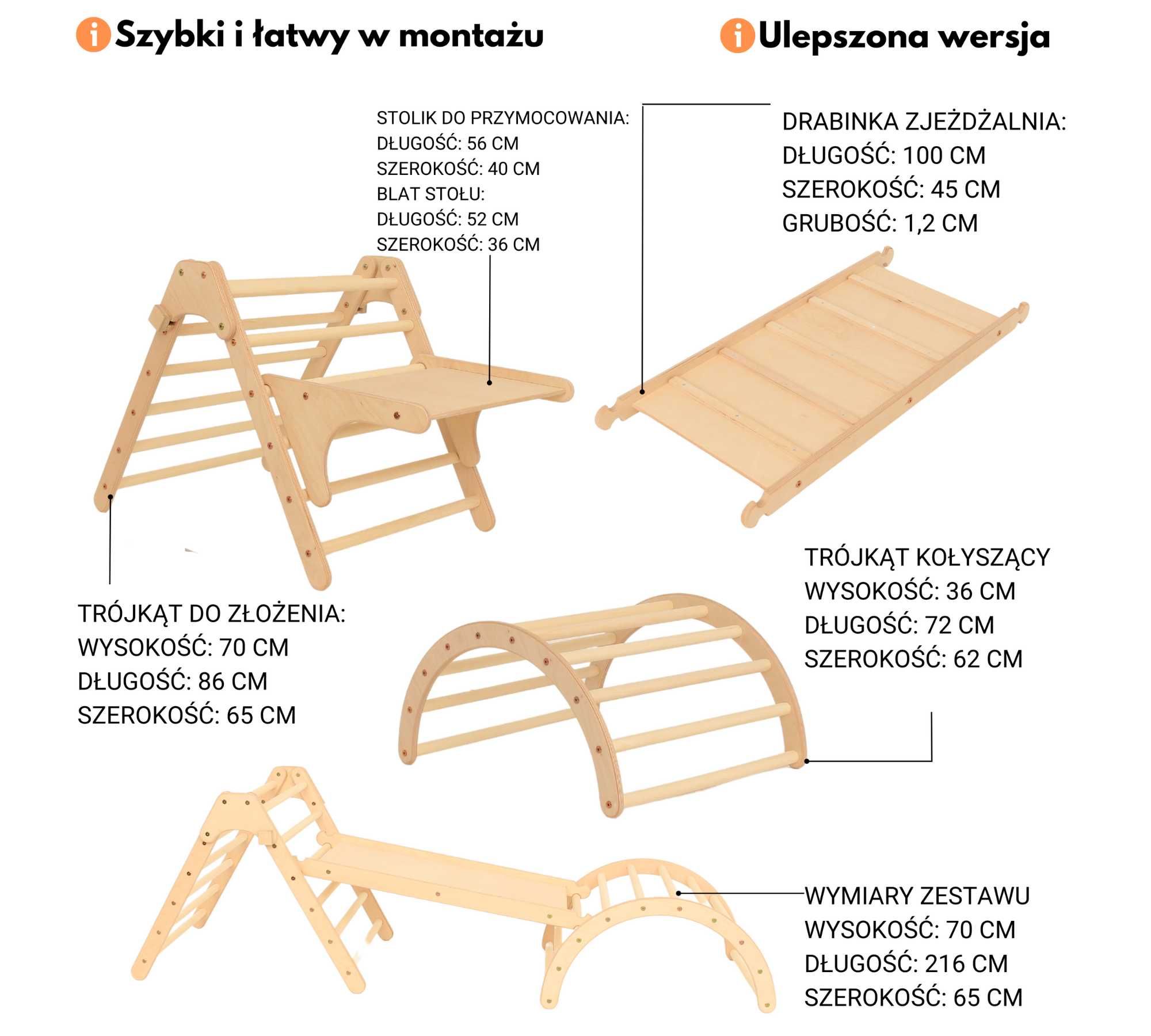 Pikler 5w1 Drewniany Siłownia Biurko Namiot Plac Zabaw Montessori