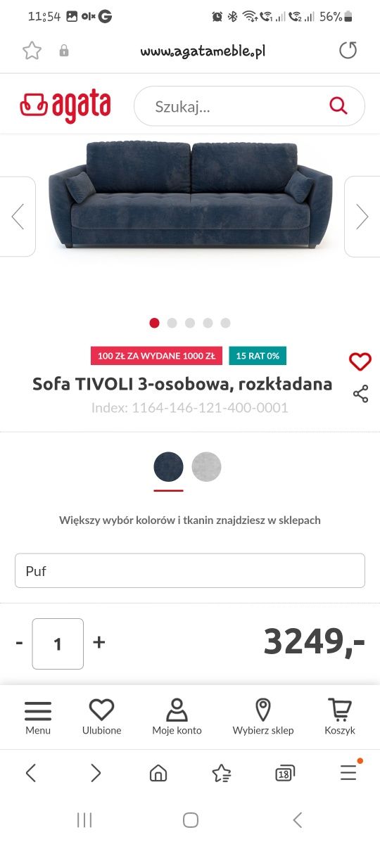 Sofa kanapa + puf hoker Agata Meble Tivoli