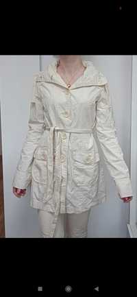 Płaszczyk beżowy H&M wiosenny z paskiem płaszcz kurtka 38 m