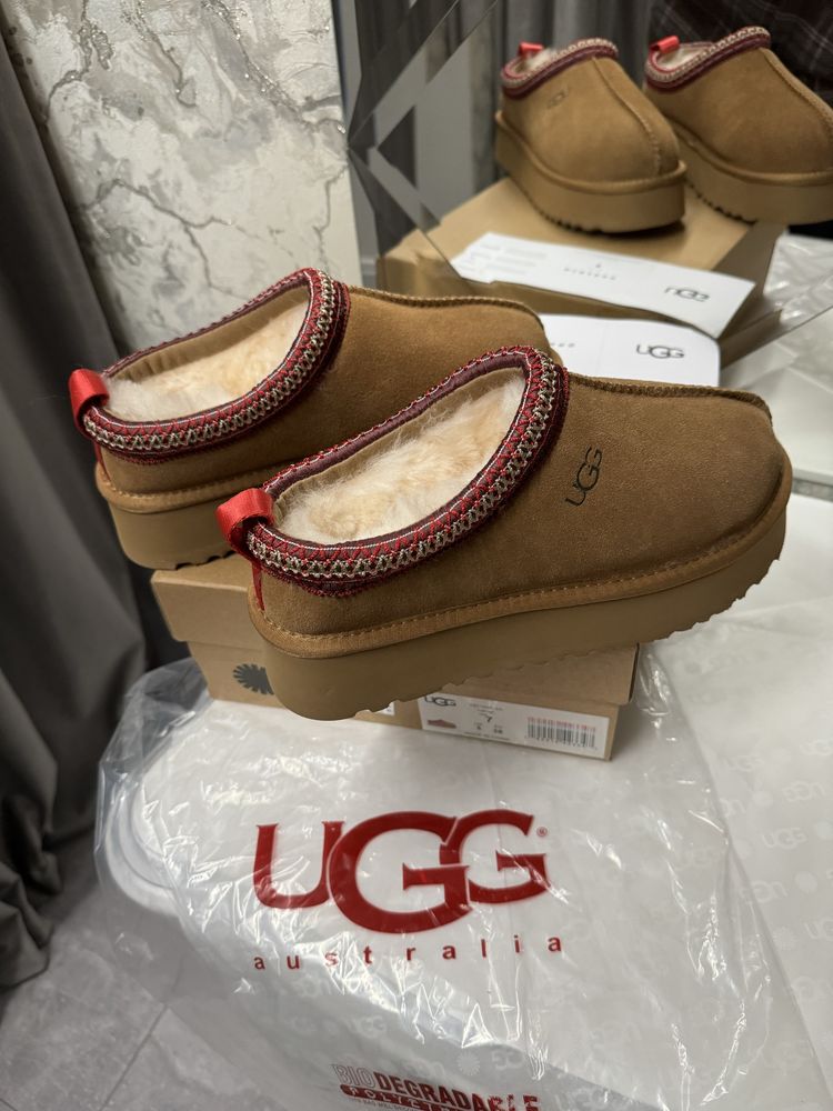 Рыжие угги на платформе ugg tazz с открытой пяткой