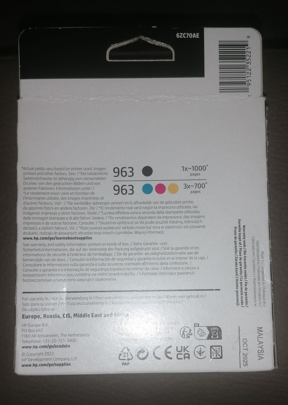 Pack de tinteiros originais HP 963