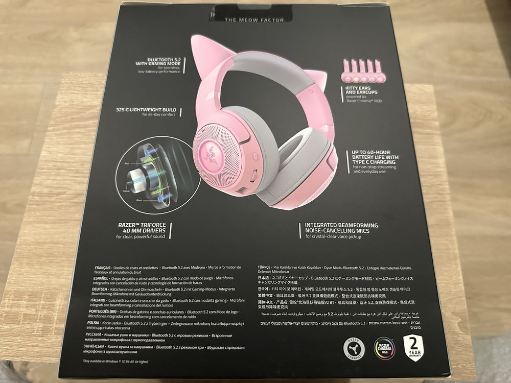 Razer kraken kitty v2 навушники бездротові з котячими вушками