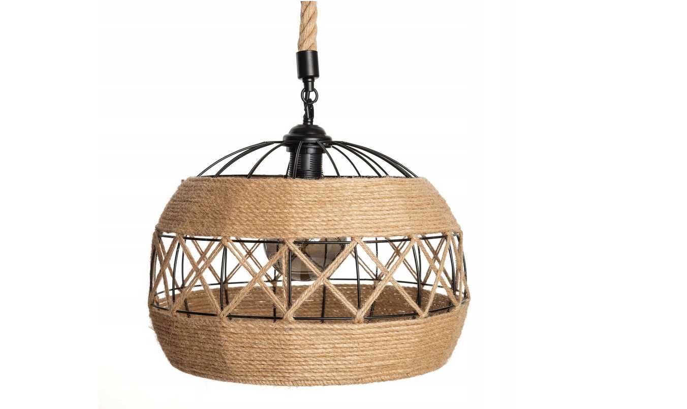 LAMPA WISZĄCA BOHO 30 cm W Oplocie JUTOWYM Do Salonu Baru Nowa