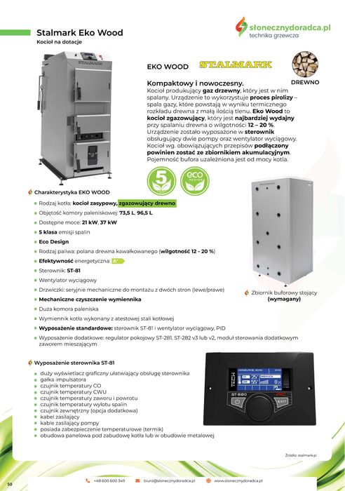 Kocioł na drewno Eco Wood Stalmark 21 kW 5 klasa Dofinansowanie