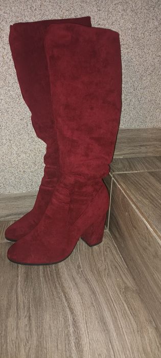 Kozaki zamszowe bordowe 37