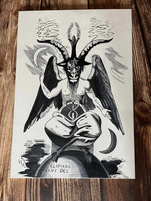 Obraz Baphomet Szatan Satan diabeł farba olejna na płótnie