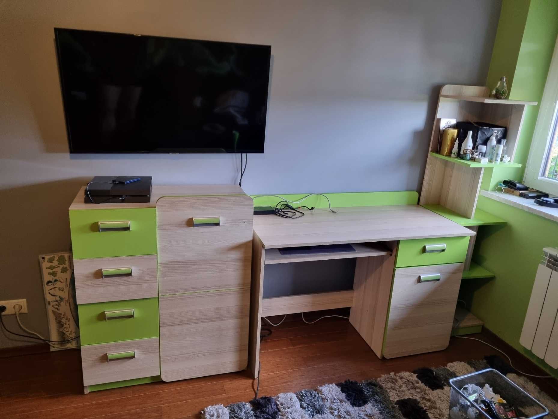 Komplet mebli młodzieżowych Lorento , dziecięcych jesion- zieleń