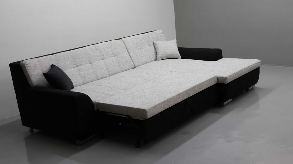 PRA DESIGN NAROŻNIK funkcja spania, rogówka, kanapa tkanina SZARA tkan