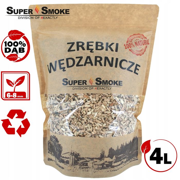 Zrębki Wędzarnicze Super Smoke DĄB KL-08 (6-8mm) Medium 4L Kraft