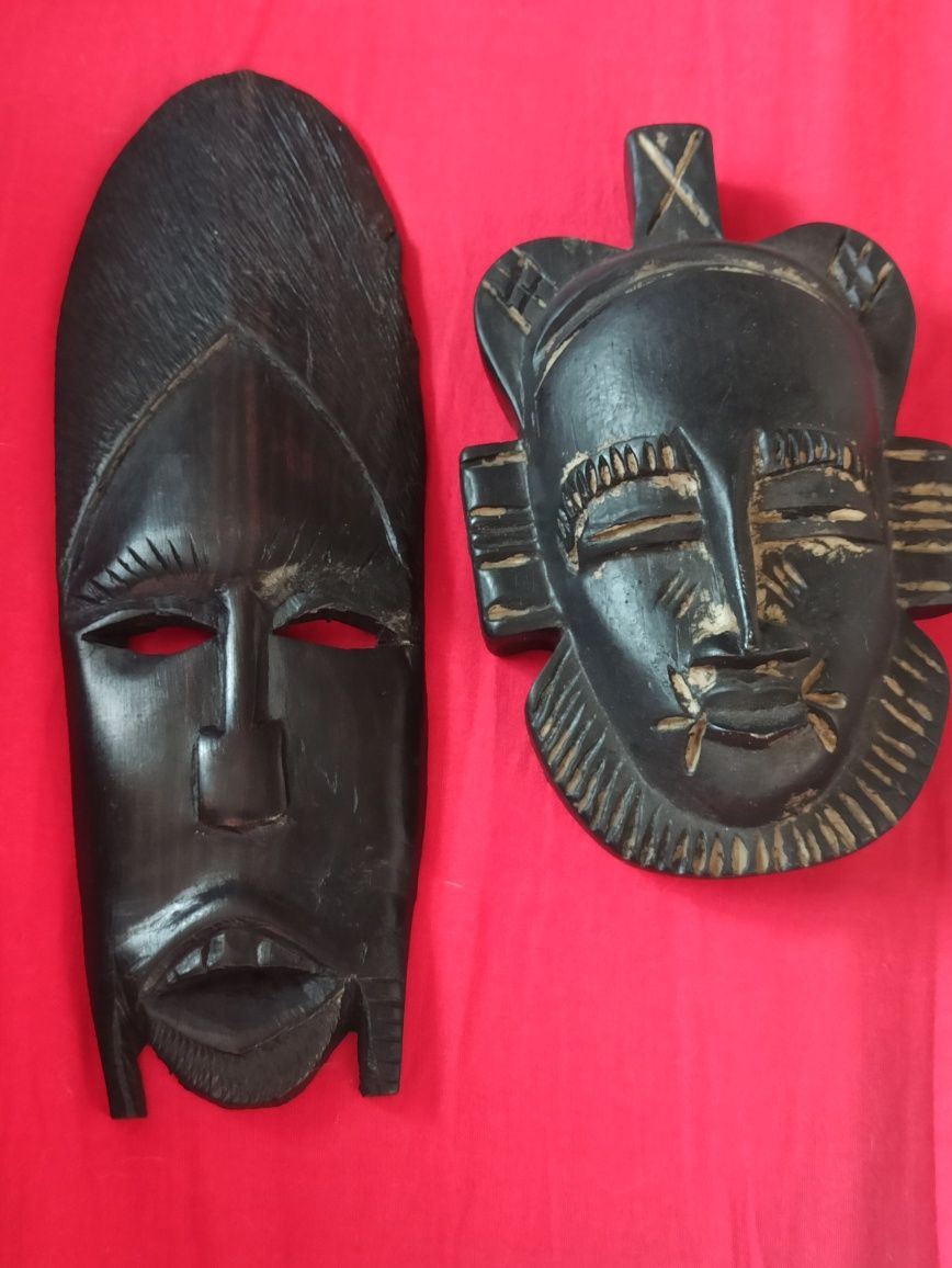 Gipsowa maska, drewniana maska, rzeźby na ścianę