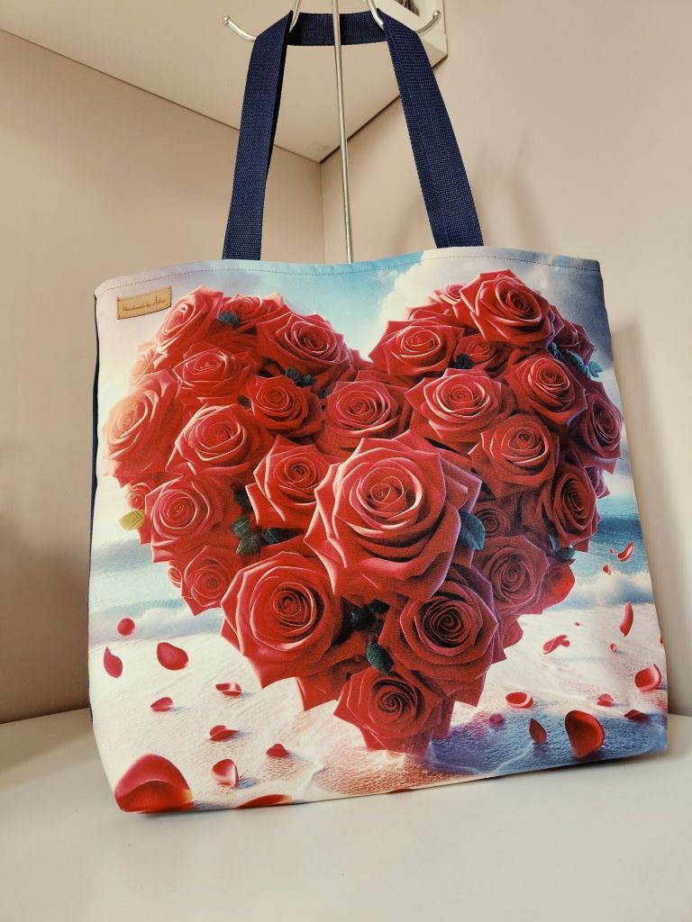 Torebka serce z róż shopper bag duża 45/45 torebka na dzień mamy