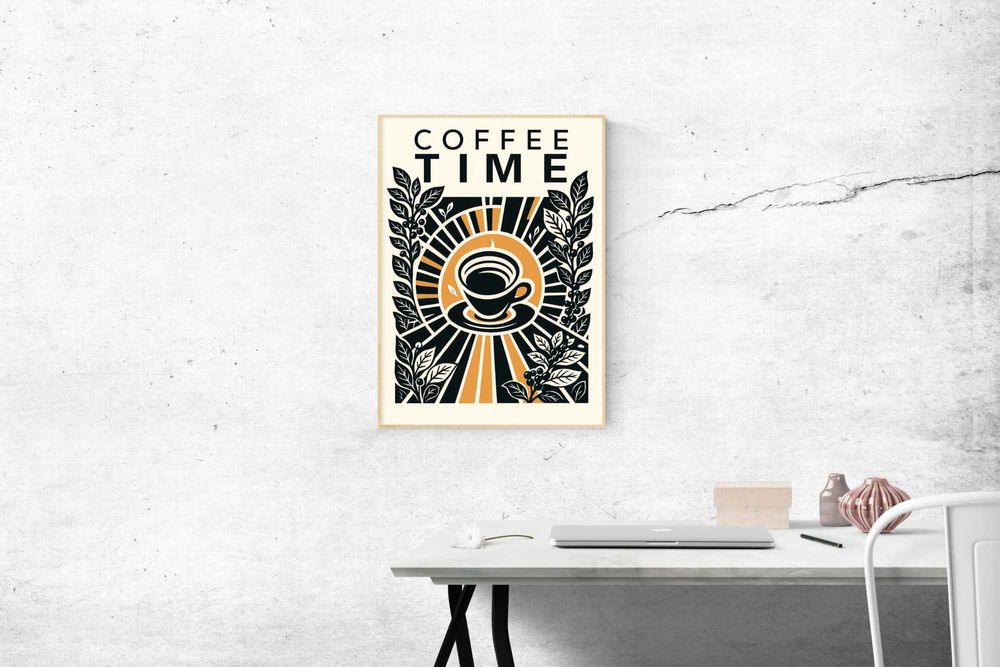 Poster Coffee Time — decoração para cozinha, café ou escritório
