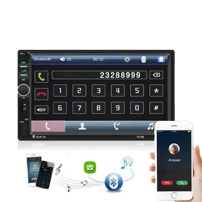 Коротка магнітола USB+Bluetooth 2DIN 7018, автомагнітола з екраном