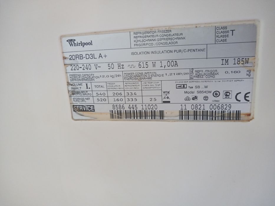 Sprzedam lodòwko-zamrazarke  Whirlpool