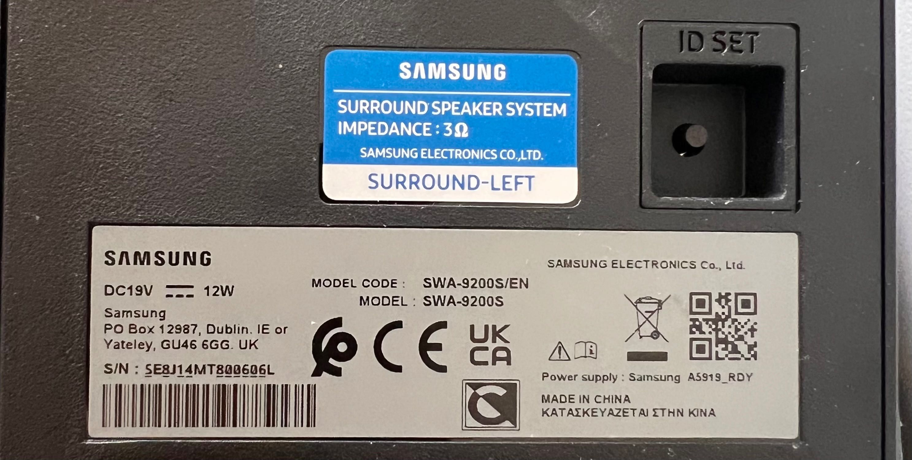 Samsung A550 soundbar & 9200s rear speaker