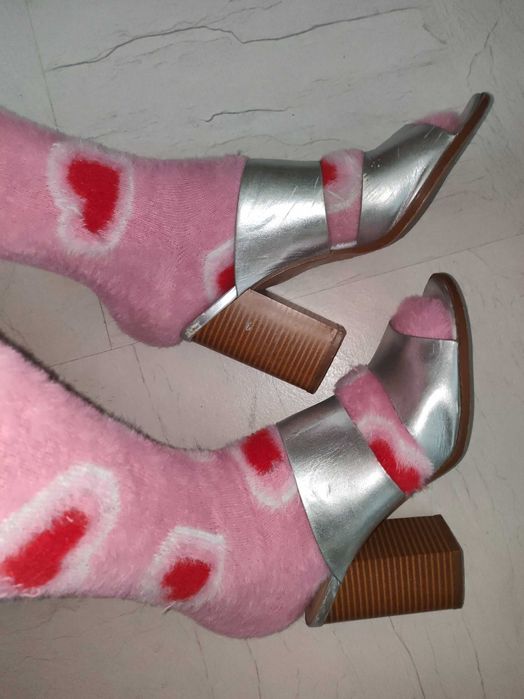 Серебристые мюли, Стелька 26,5 см