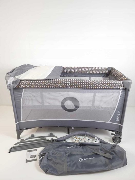NOWE Łóżeczko turystyczne LIONELO FLOWER z przewijakiem 2 poziomy Grey