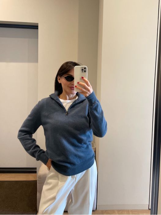 100 % кашемір zip светр S/Onesize