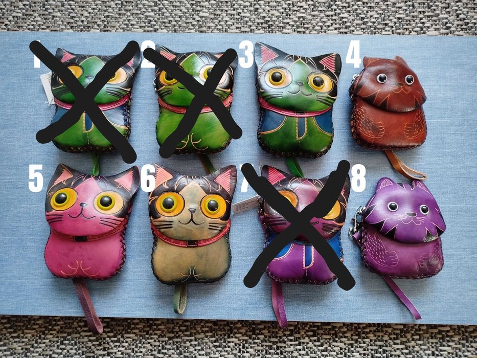 Skórzane portfele / etui w kształcie kotków