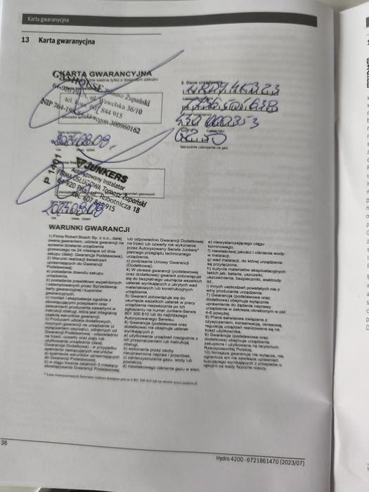 Roczny piecyk gazowy Junkers