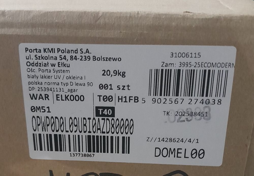 Drzwi Porta Factor 90 Lewa z ościeżnicą