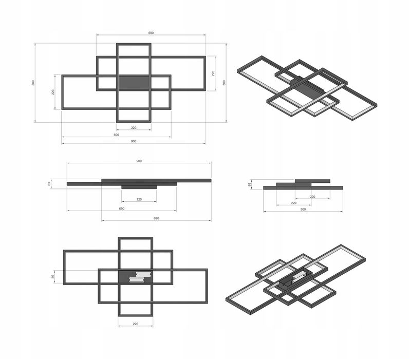 SMART LAMPA MODERN: 178W Ściemnianie sterowana z telefonu/pilota