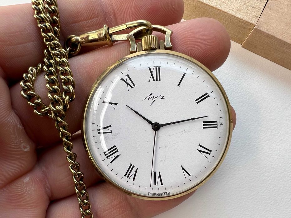 Часы карманные Луч позолоченные Au желтый мех 2209 СССР - не идут