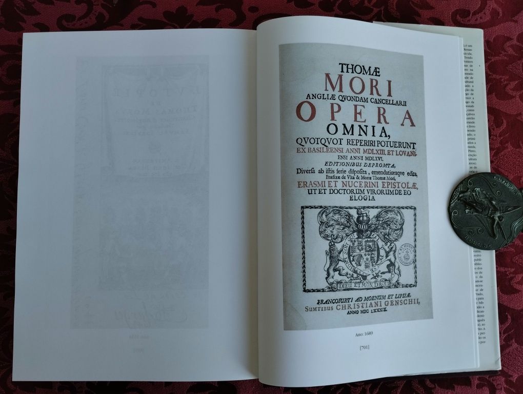 Livro Utopia, Thomas Moore, edição fac-similada Basileia.