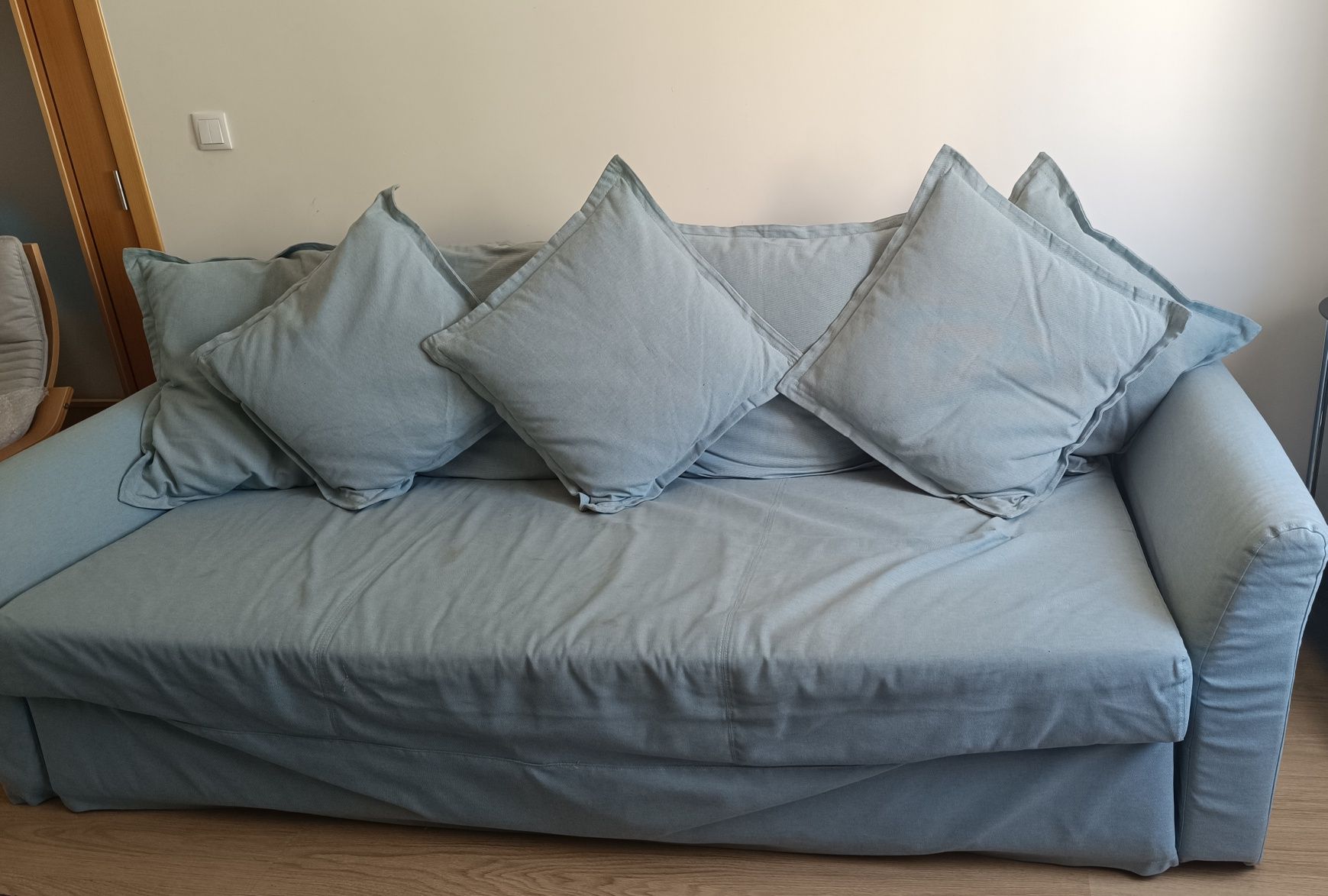 Sofá cama 3 lugares azul