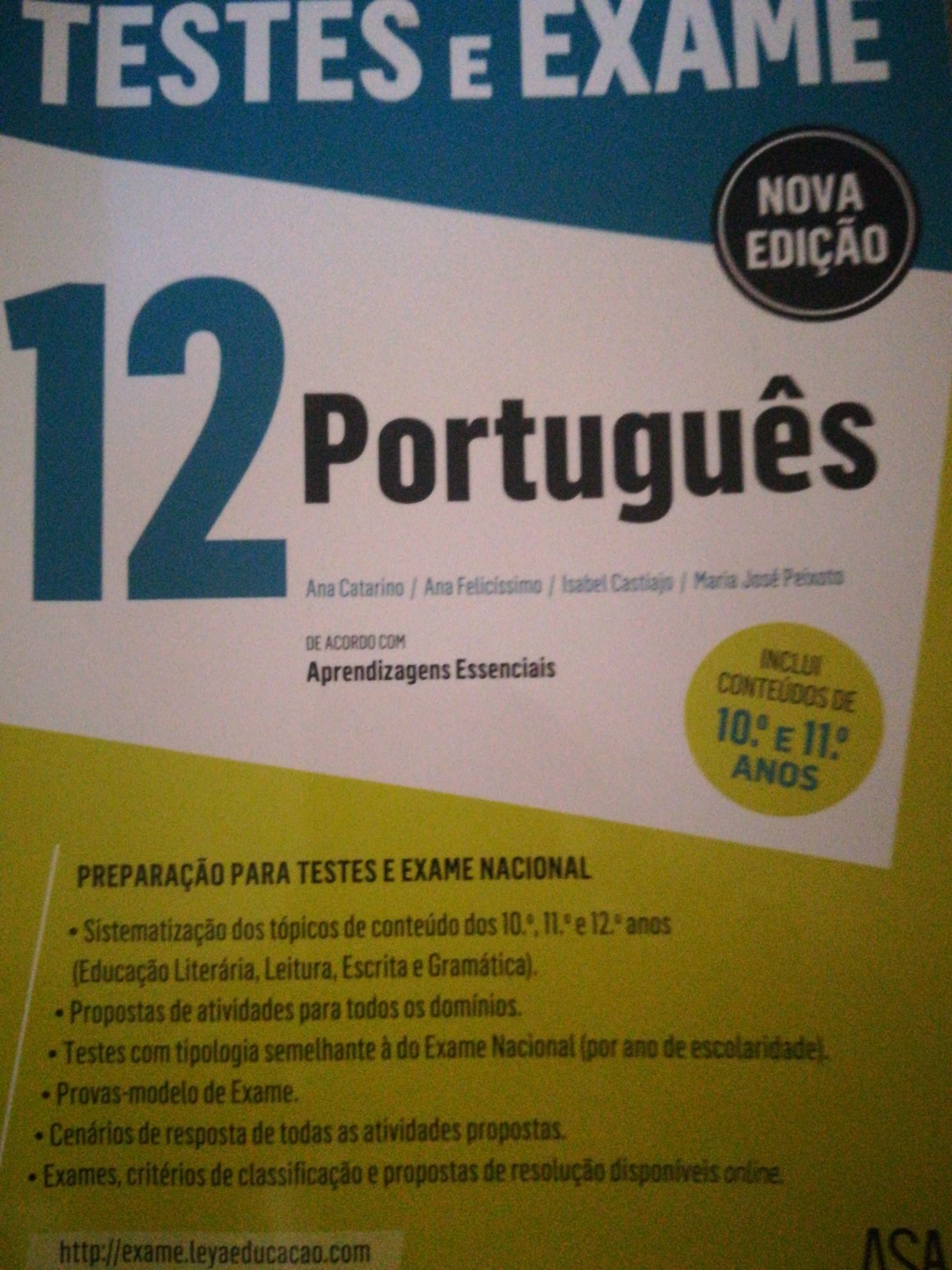 Manuais português 12 ano e testes exame