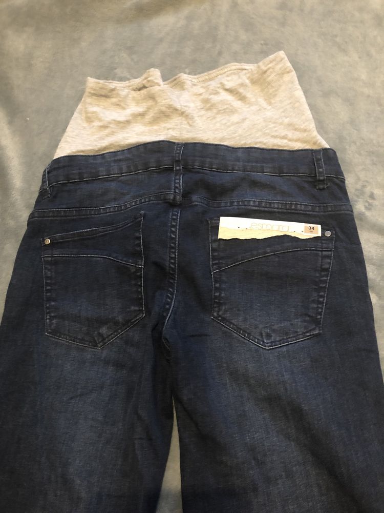 Nowe spodnie jeansowe rurki ciązowe  z kwiatkiem haftowanym xxs/xs
