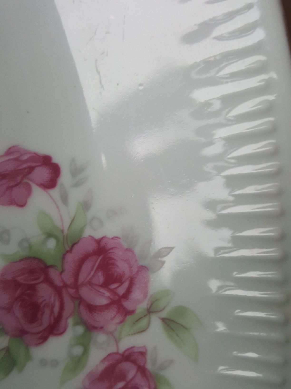 PÓŁMISEK owalny, porcelana Włocławek, talerz, patera w kwiatki