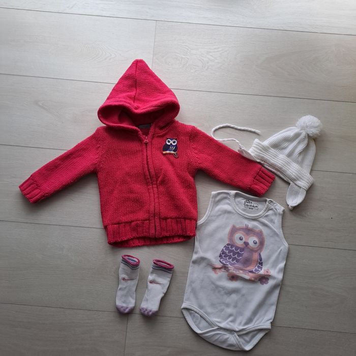 Bluza rozpinana kurtka dziewczynka rozmiar 62/68, sowa 3 gratisy