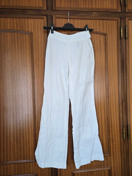 Calças Brancas de Linho Massimo Dutti