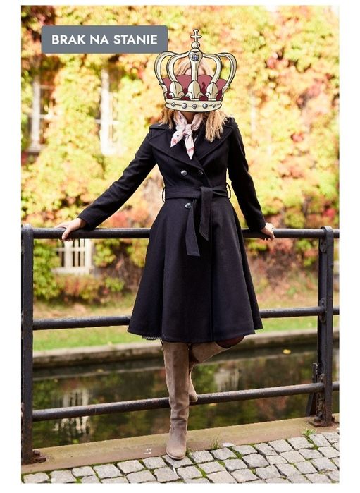 Płaszcz wełniany Marie Zelie Achillea czarny r.40