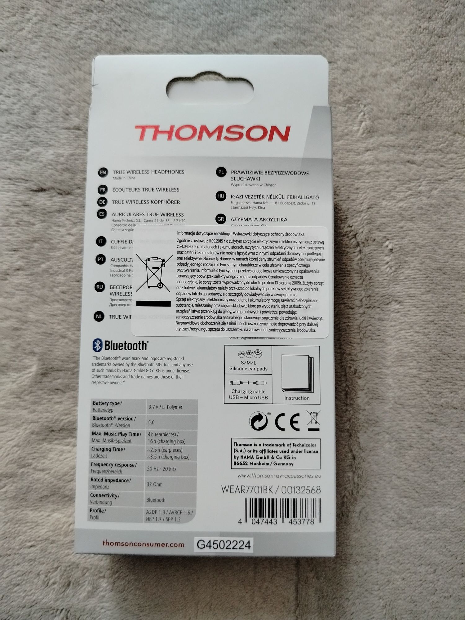 Słuchawki bezprzewodowe Thomson WEAR7701BK