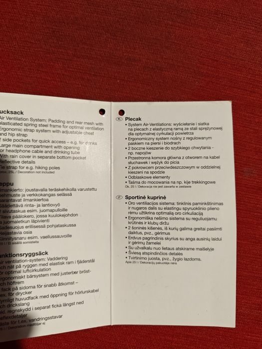 Plecak turystyczny/sportowy 25l