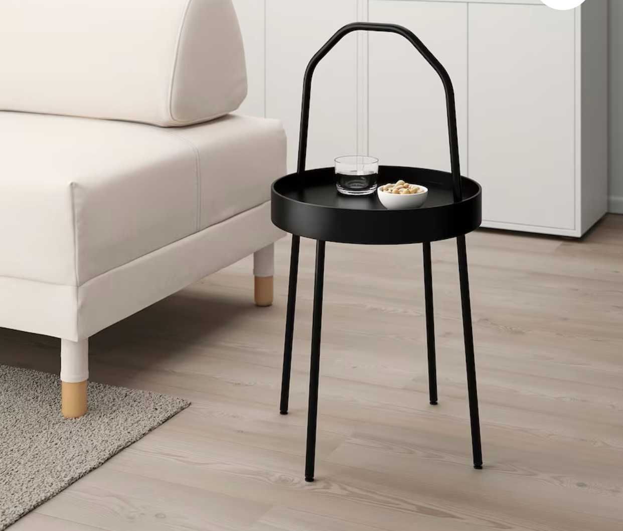 Mesa de apoio Burvik em metal preto em excelente estado