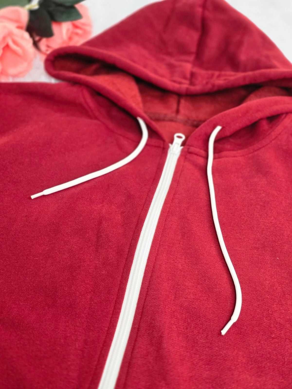 Bluza dresowa damska XL 42 czerwona z suwakiem kapturem sportowa