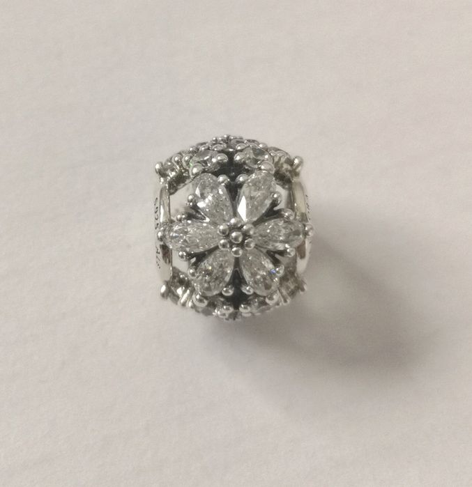 Charms Pandora że zbiorem roślin srebro srebrny kwiat śnieżynka