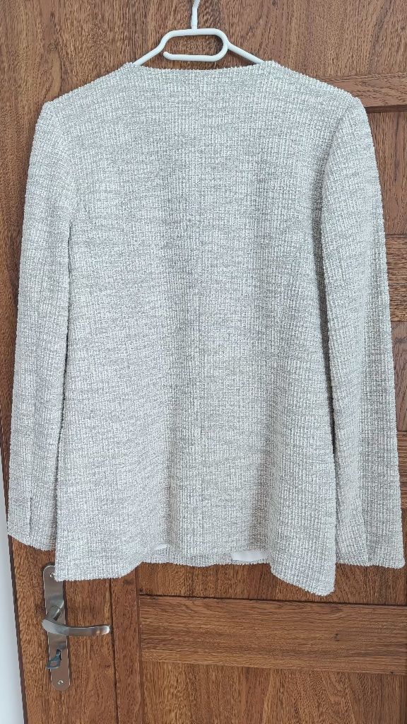 Marynarka Reserved S 36 kremowa dwurzędowa tweed tweedowa